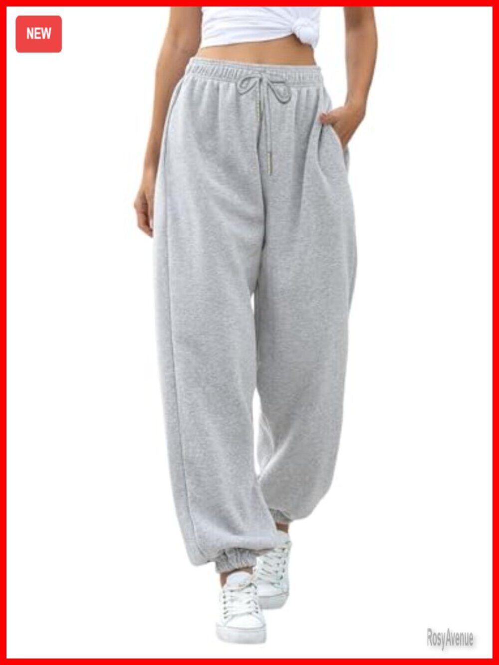 Cinch Bottom High Waist Drawstring Pockets Sweatpants Cotton Blend